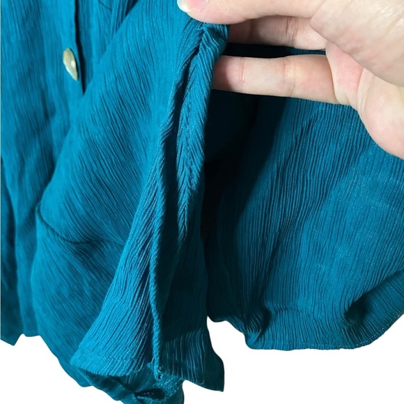 Catherine’s Lagenlook Boho Festival Beach Button Down Blouse Lightweight Teal 2X - Picture 4 of 6